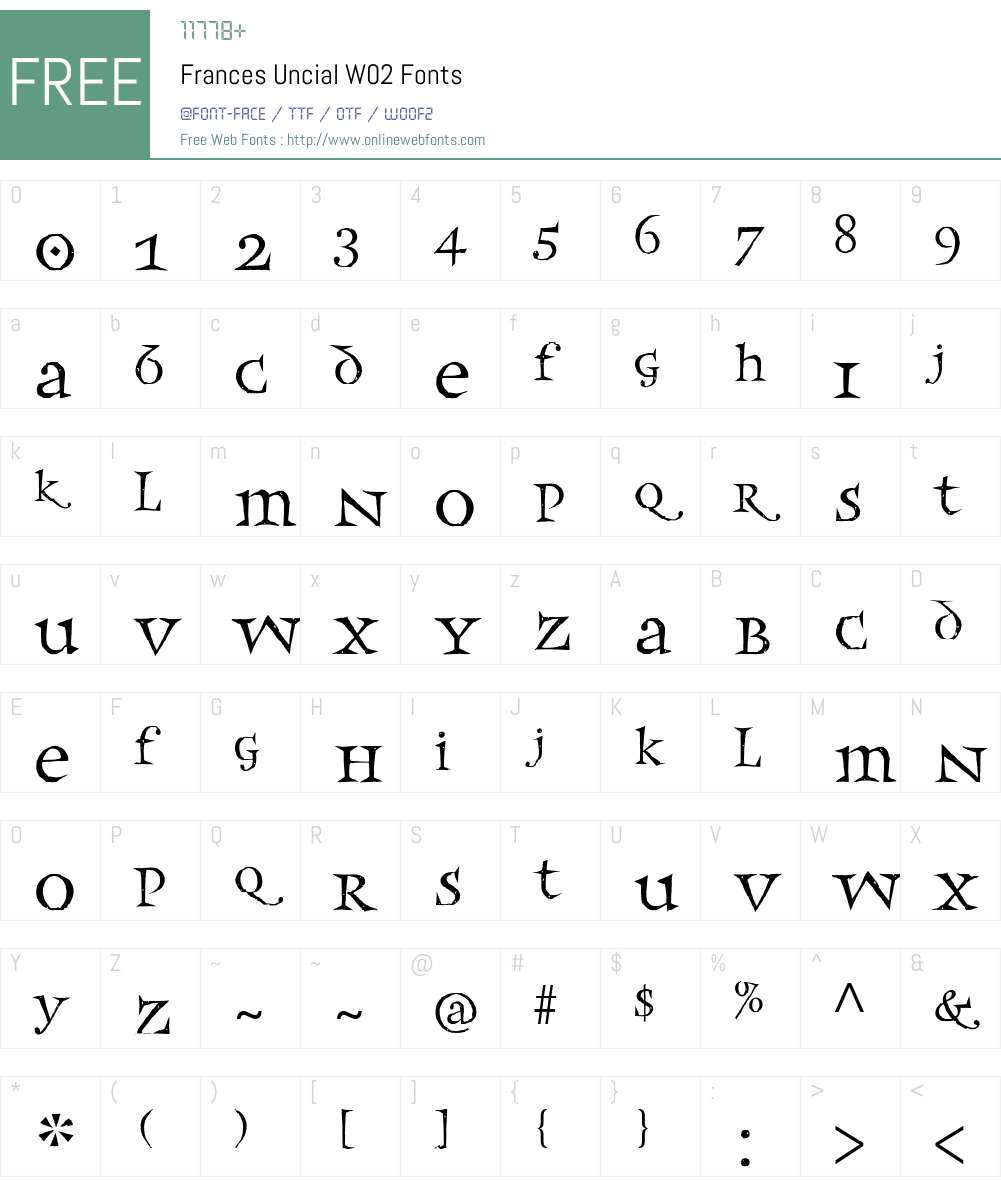 Frances Uncial Font Screenshots