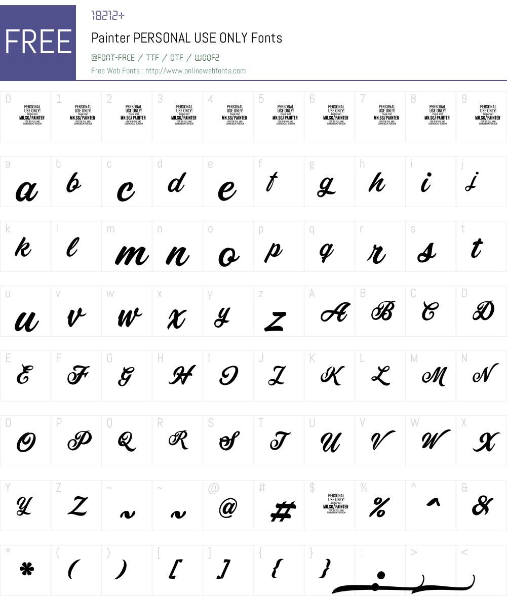 Painter PERSONAL USE ONLY 1.000 Fonts Free Download
