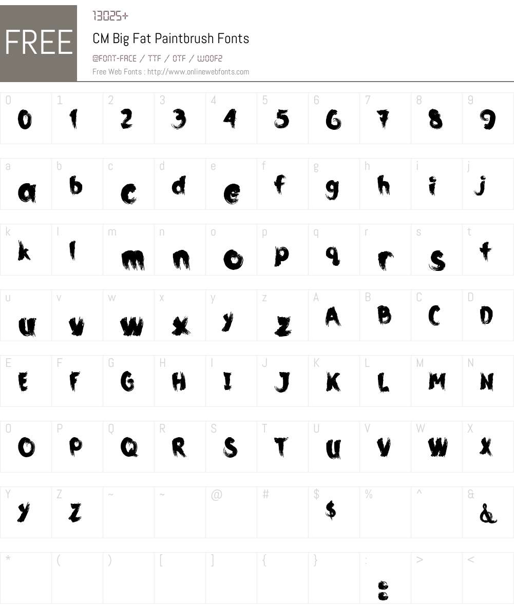 CM Big Fat Paintbrush Font Screenshots