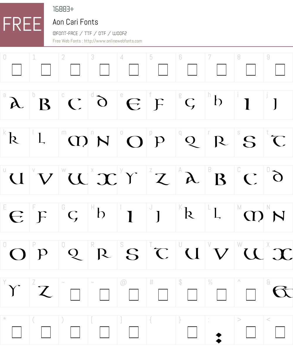 Aon Cari Font Screenshots