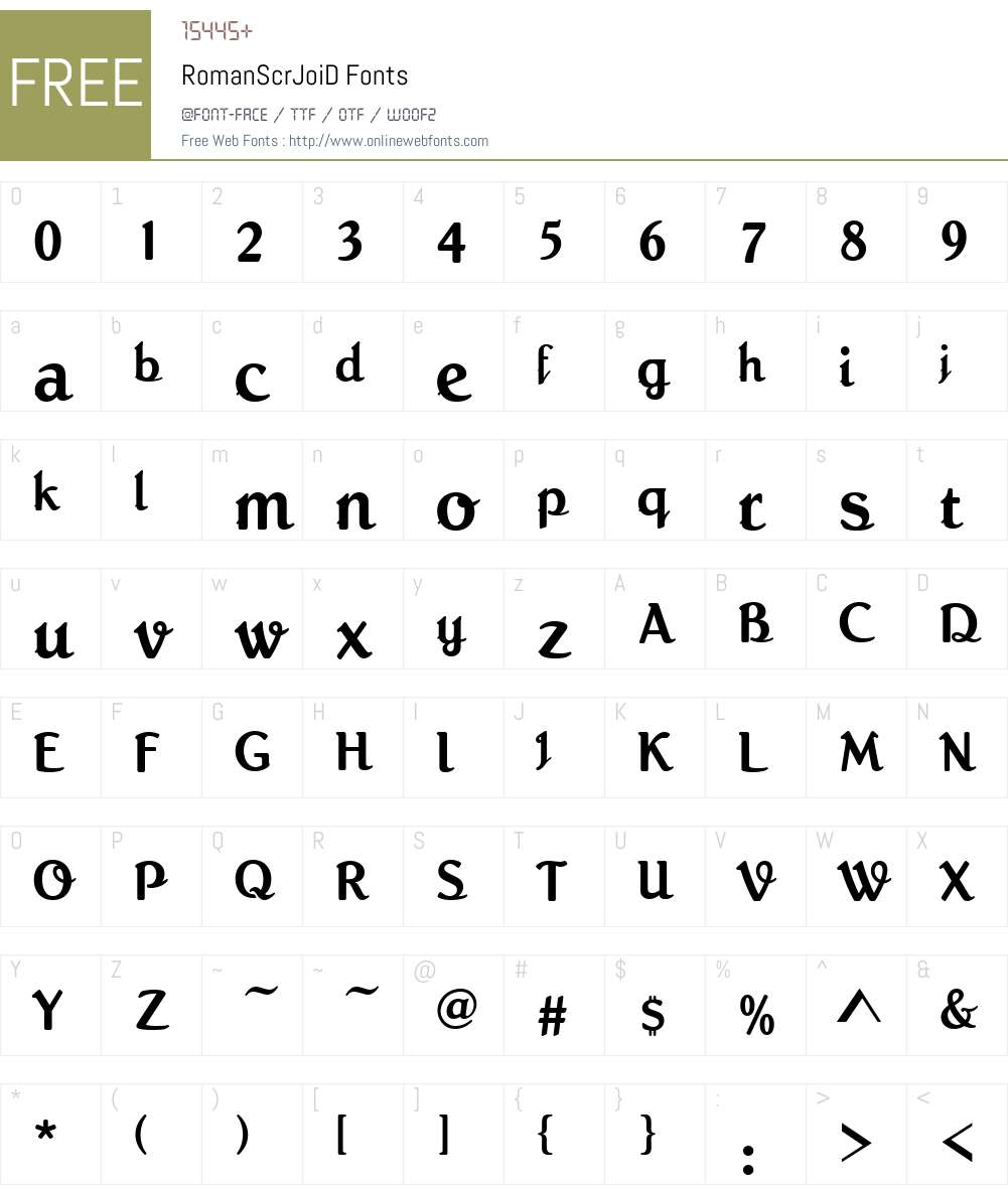 RomanScrJoiD Font Screenshots