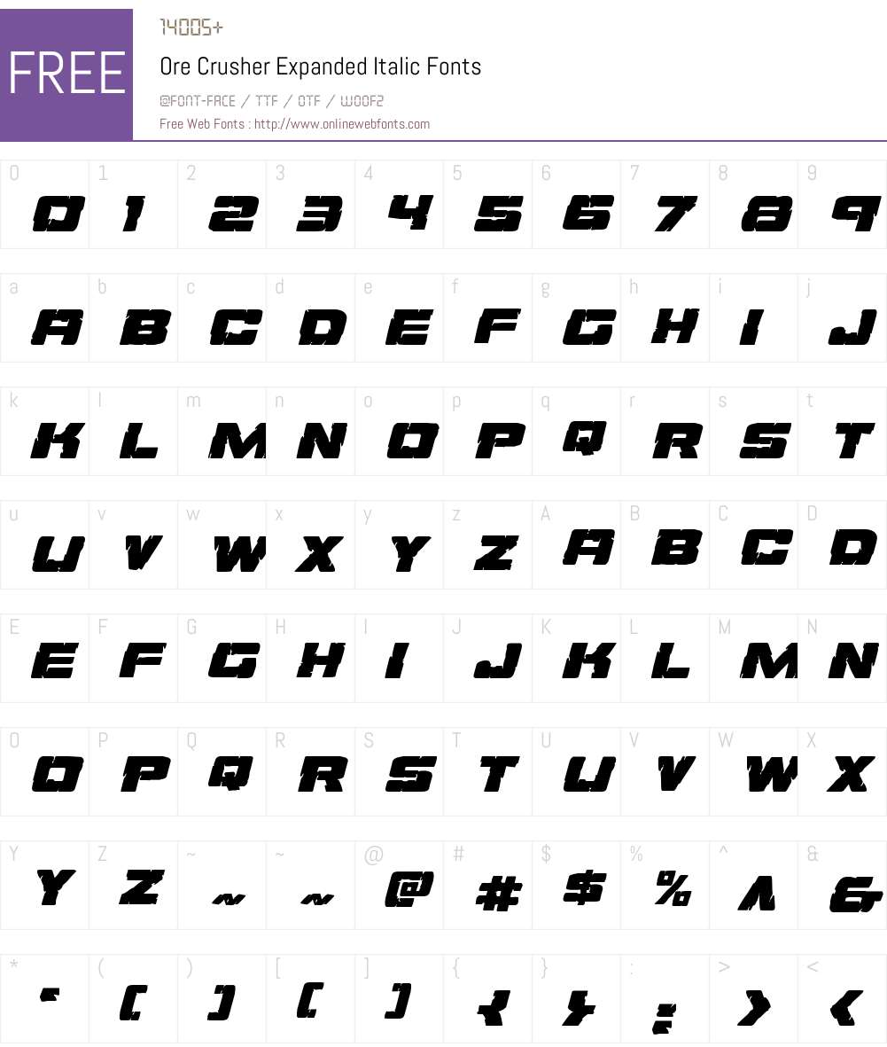 Ore Crusher Expanded Italic Font Screenshots