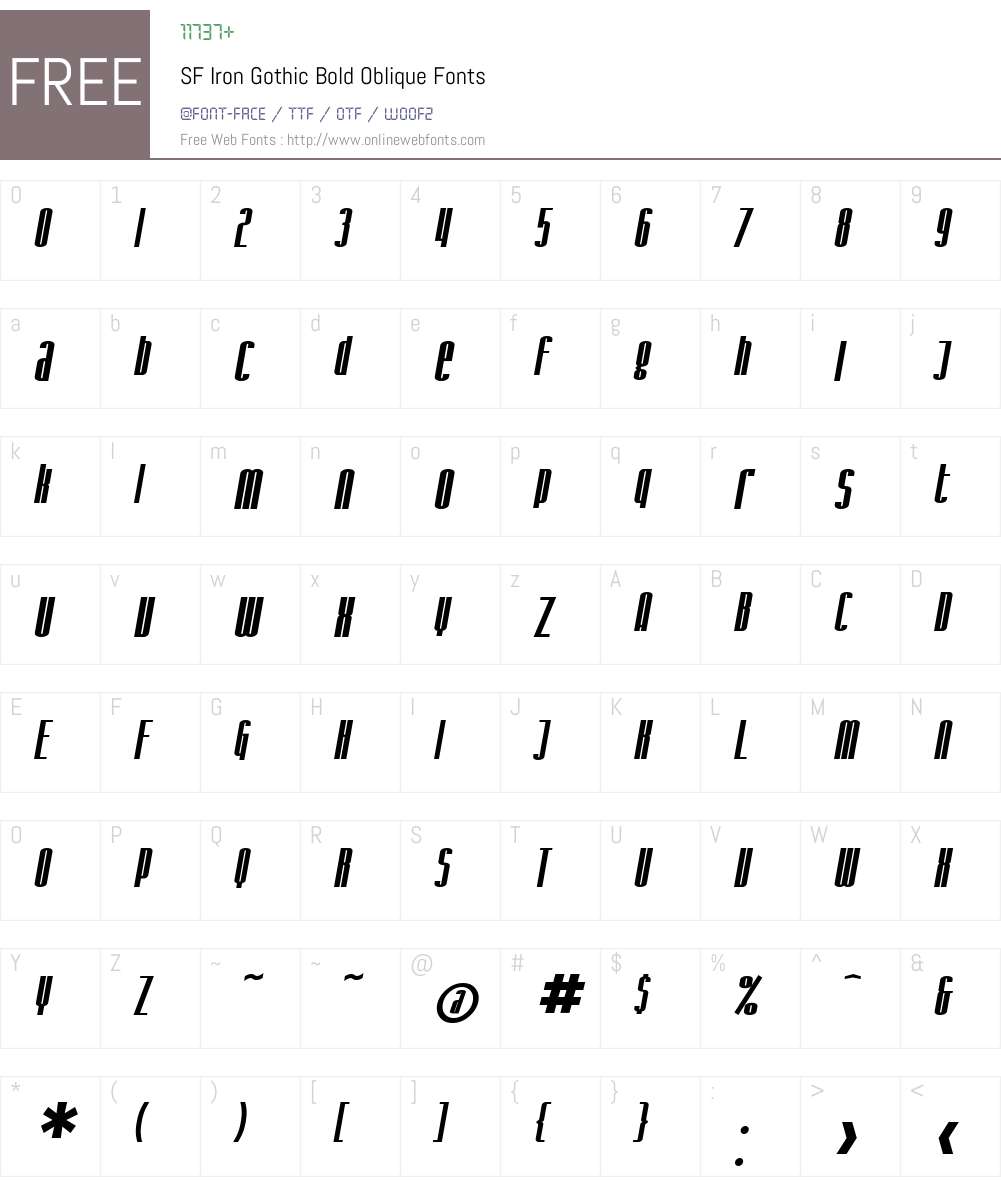 SF Iron Gothic Font Screenshots