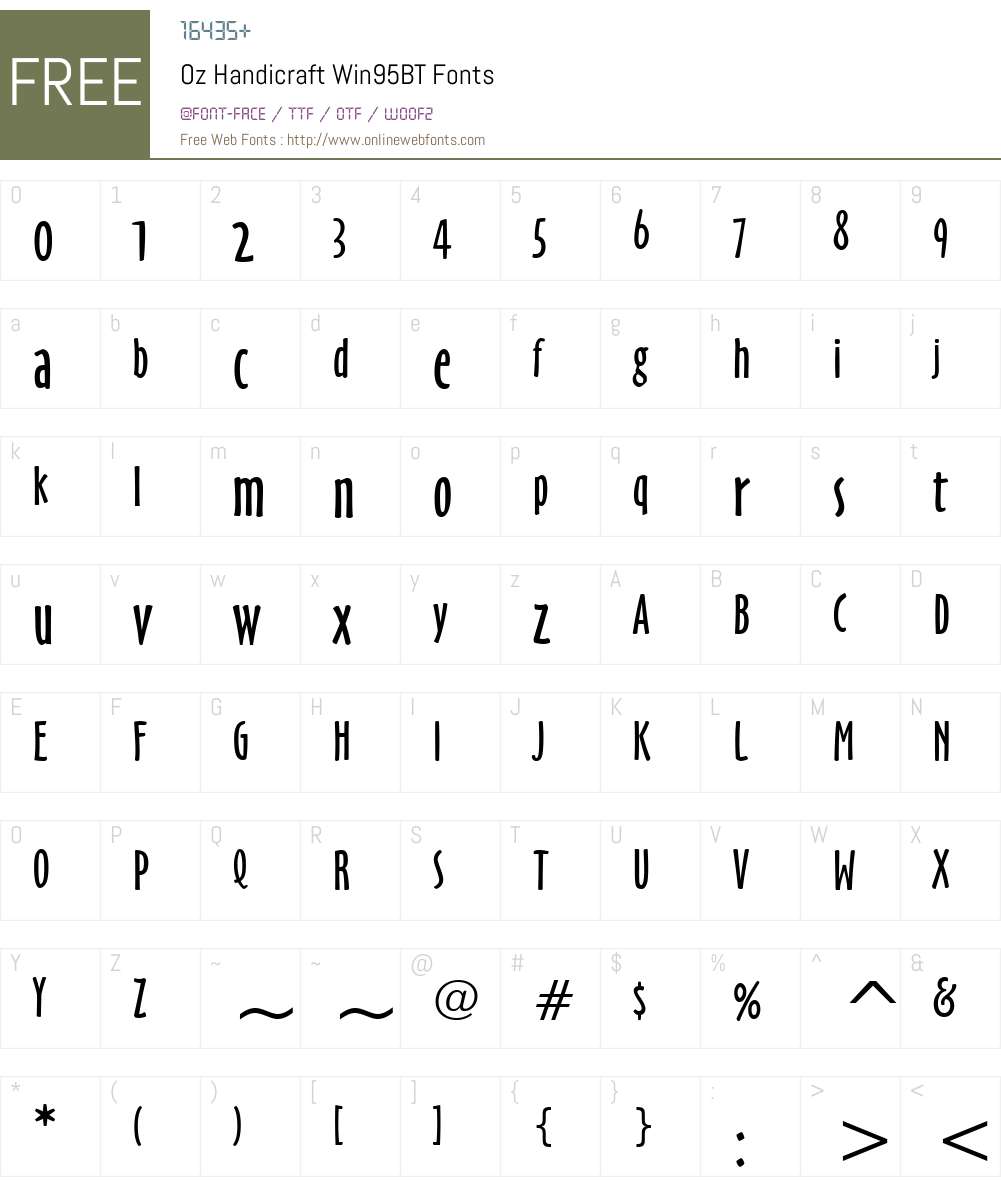 OzHandicraft Win95BT Font Screenshots