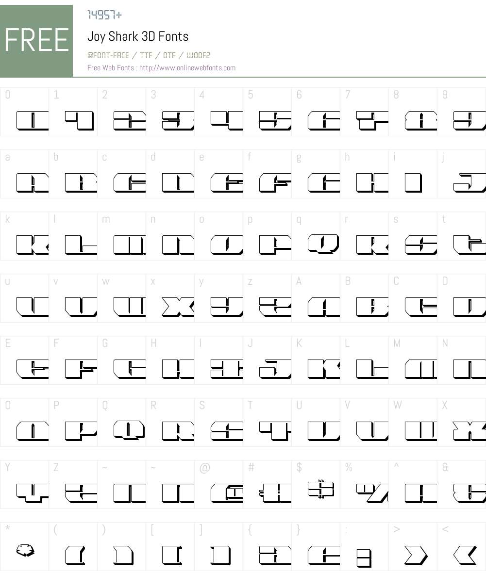 Joy Shark 3D Font Screenshots