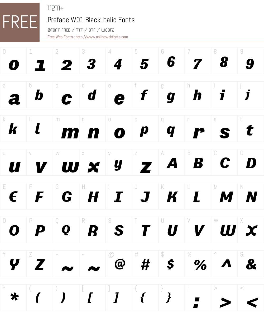 PrefaceW01-BlackItalic Font Screenshots