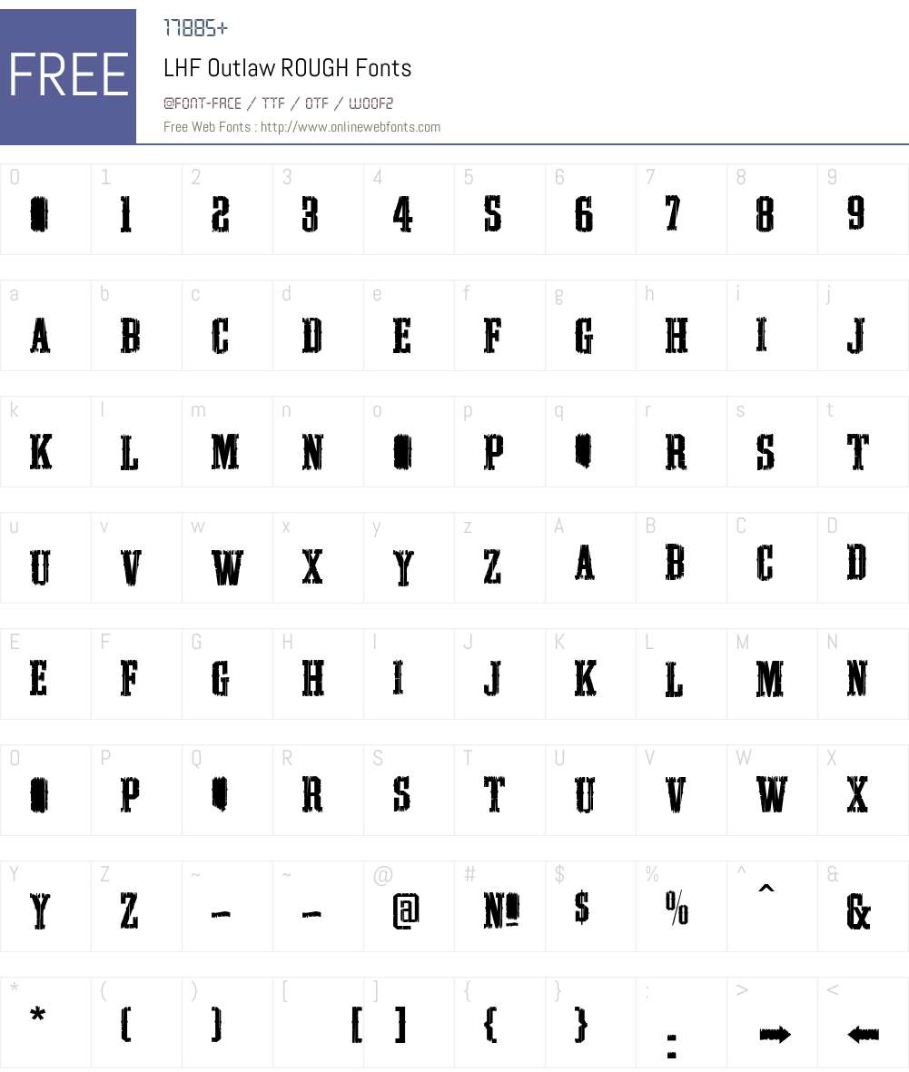 LHF Outlaw ROUGH Font Screenshots