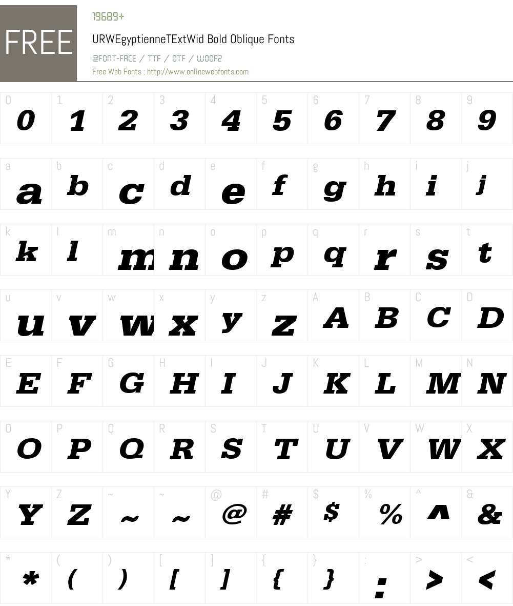 URWEgyptienneTExtWid Font Screenshots