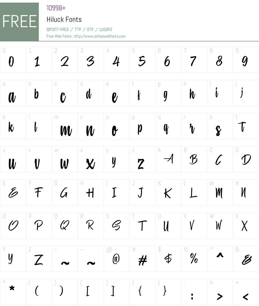Hiluck Font Screenshots