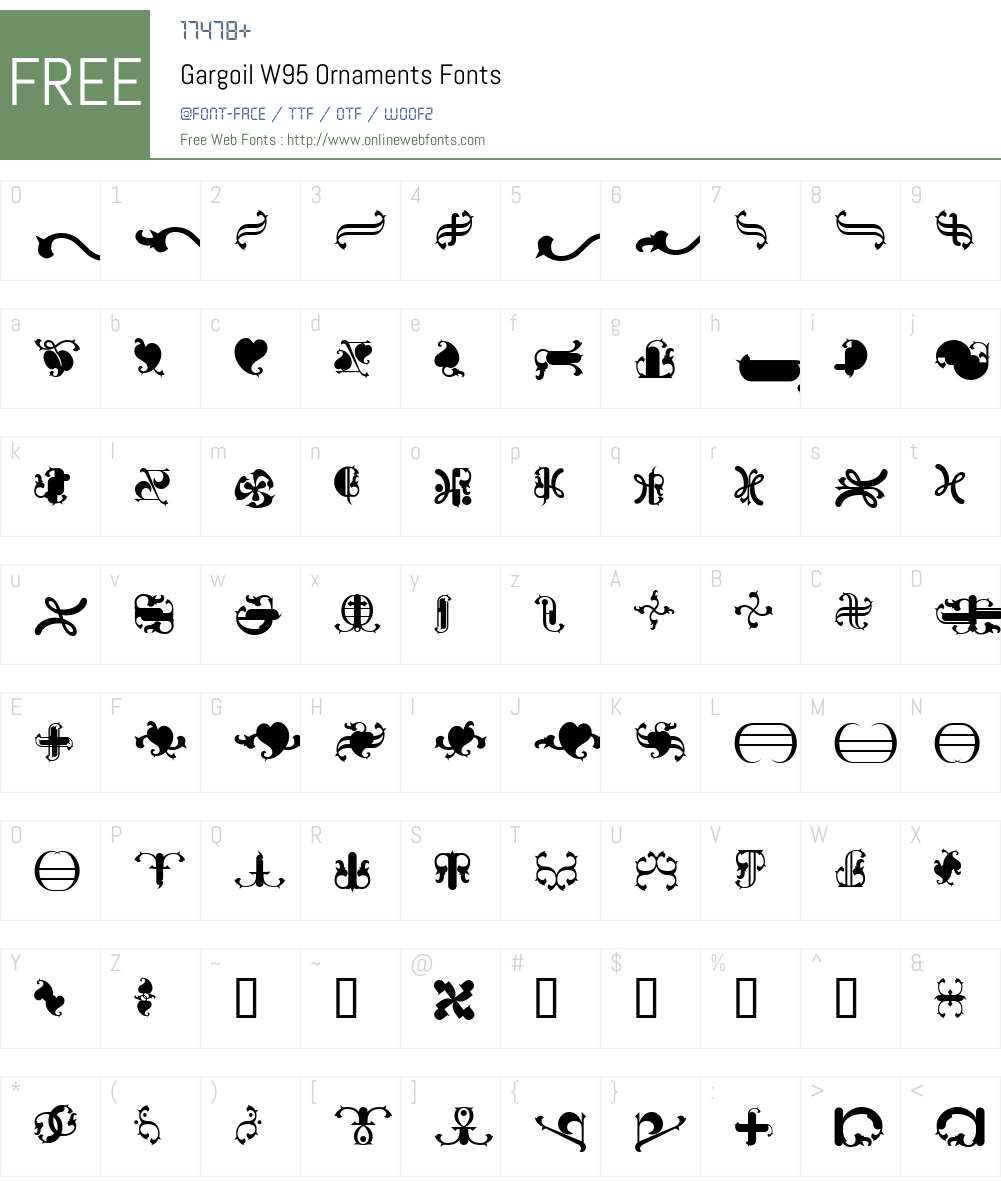 GargoilW95-Ornaments Font Screenshots
