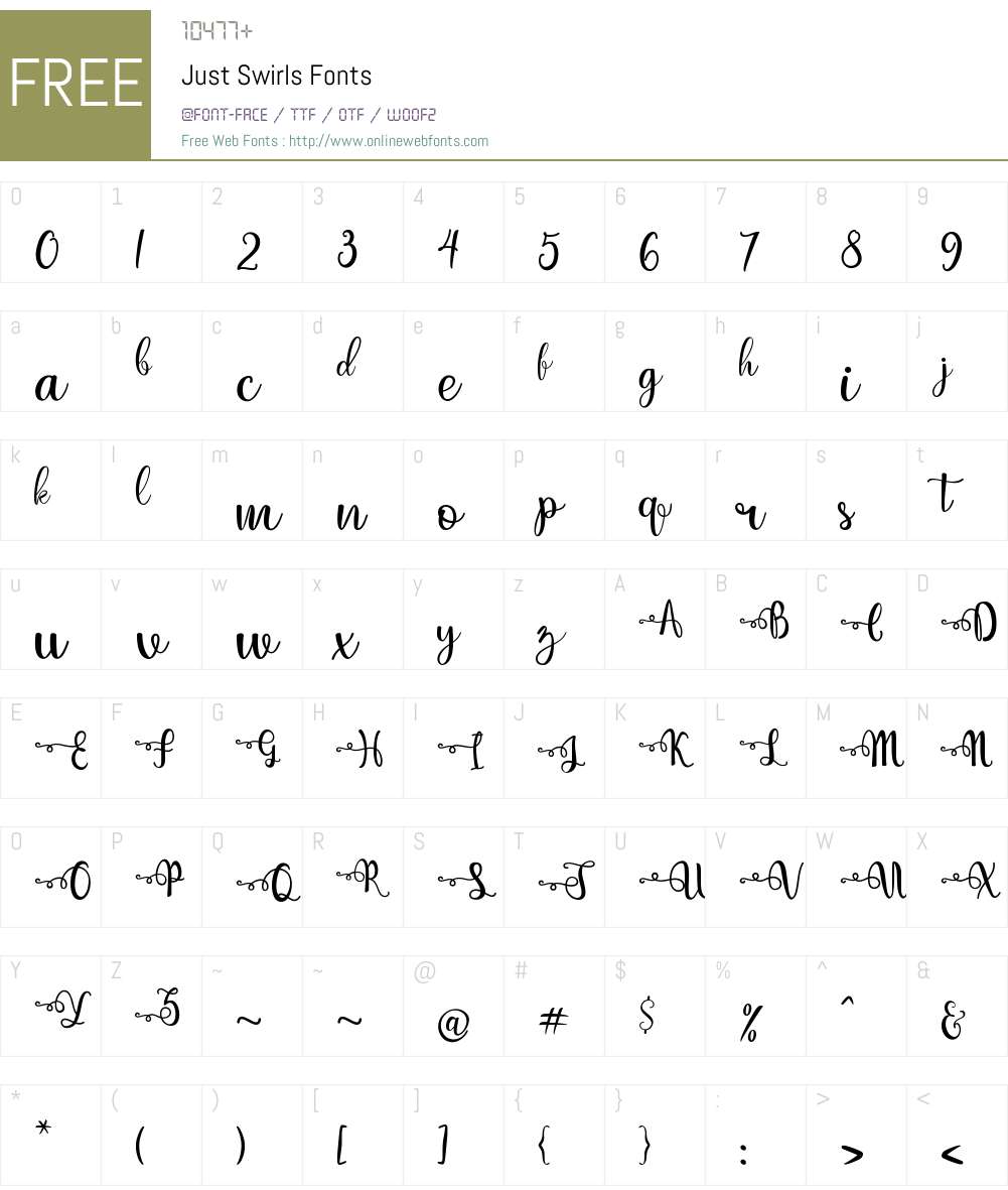 Just Swirls Font Screenshots