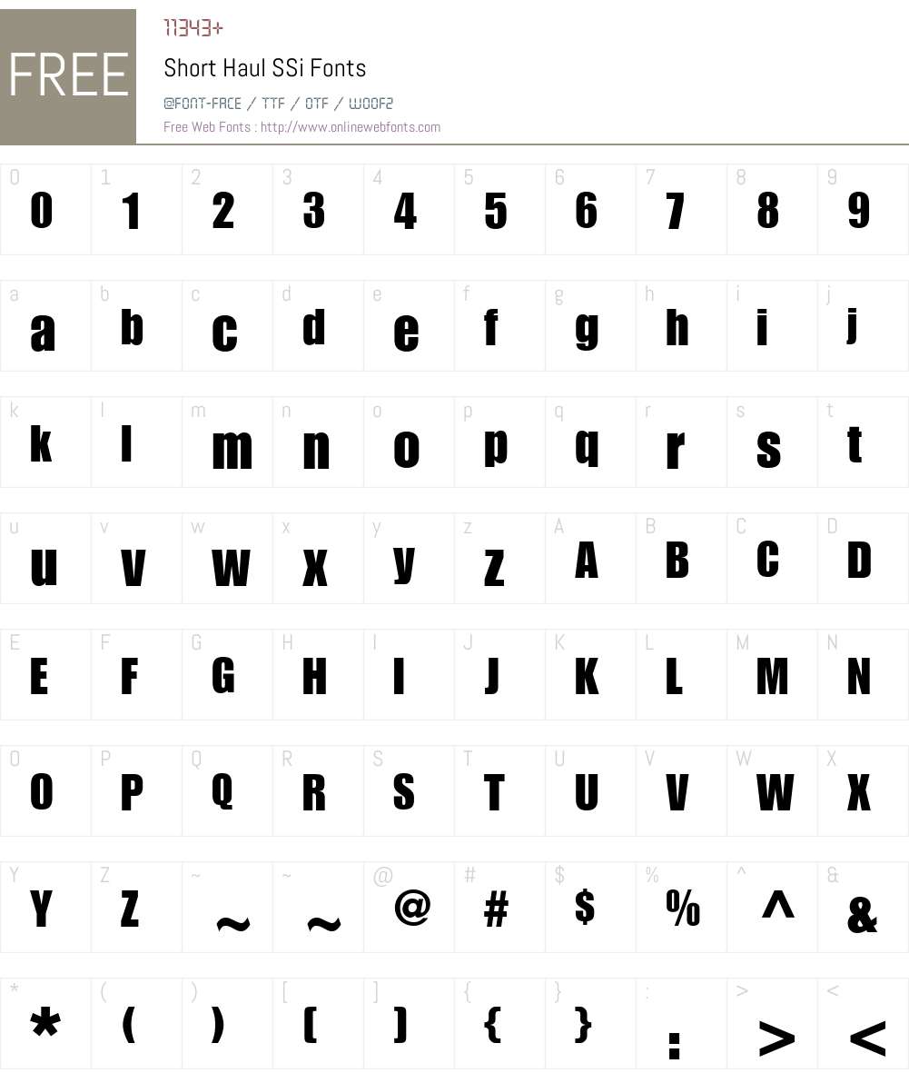 Short Haul SSi Font Screenshots