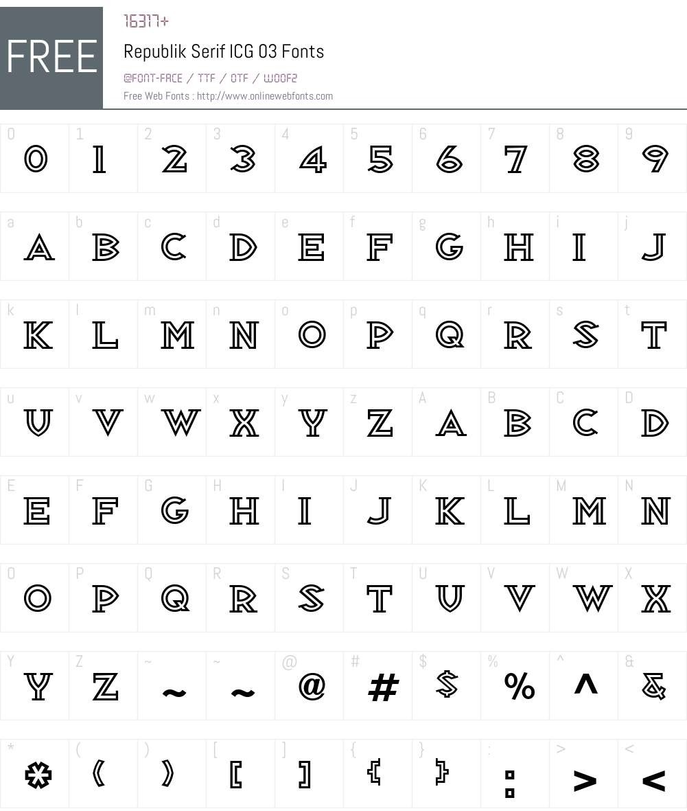 Republik Serif ICG Font Screenshots
