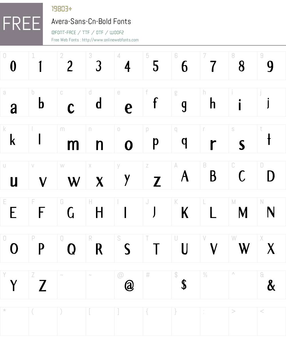 Avera Sans Cn Bold Font Screenshots