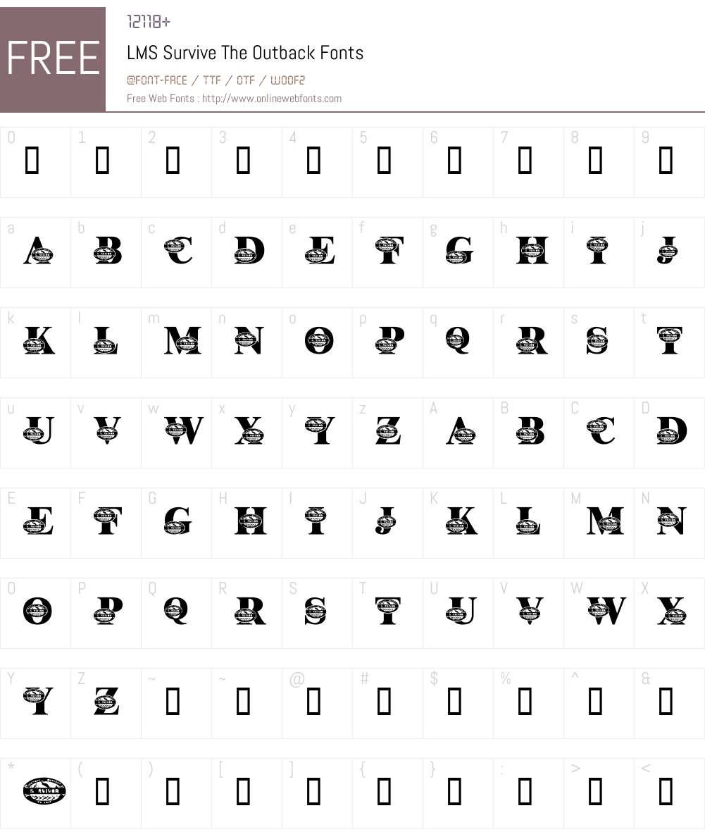 LMS Survive The Outback Font Screenshots
