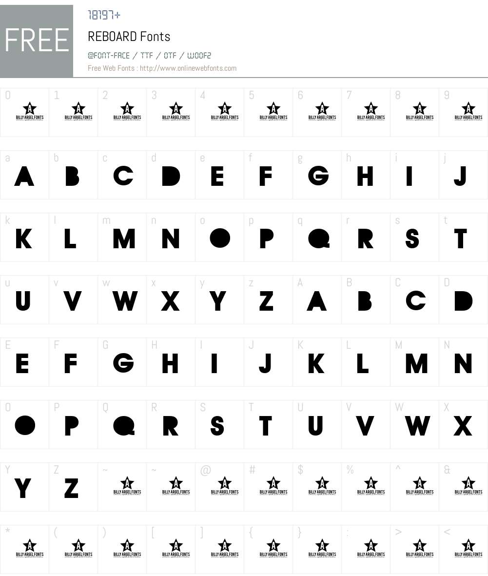 REBOARD Font Screenshots