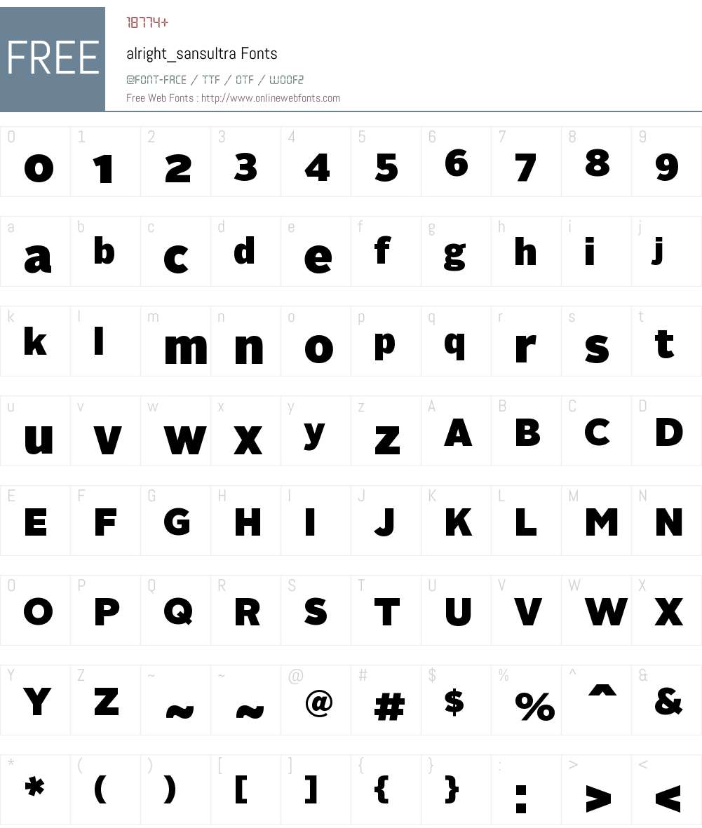 alright_sansultra Font Screenshots