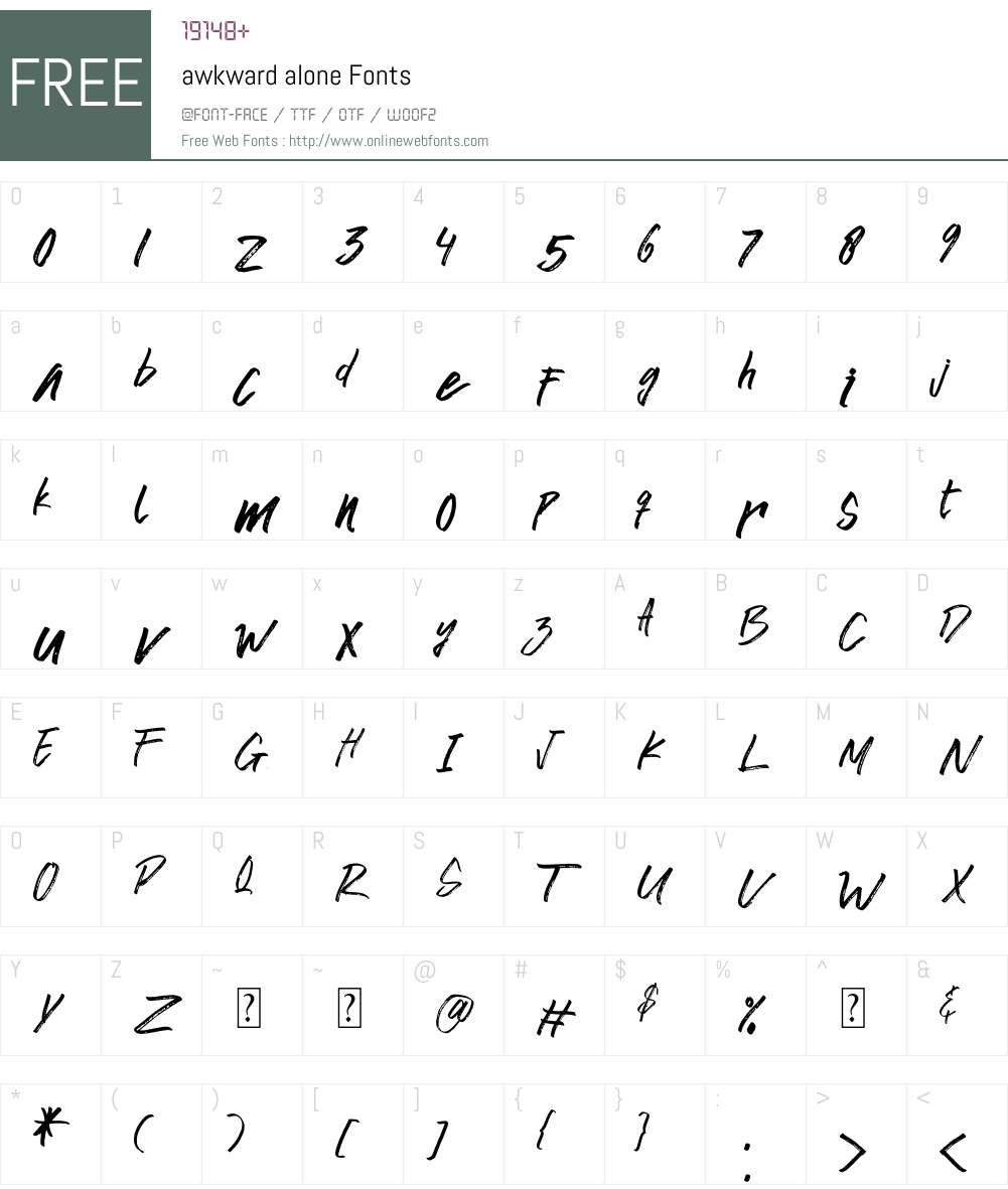 awkward alone Font Screenshots