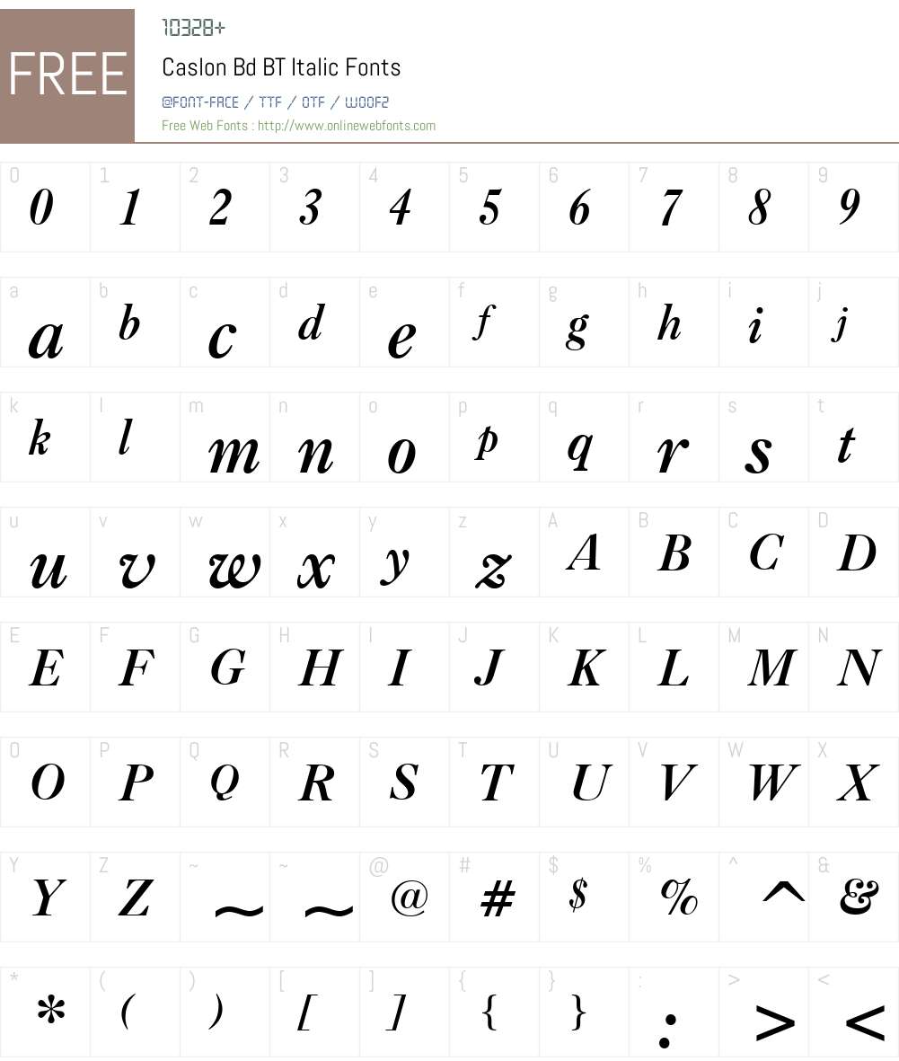 Caslon Bd BT Font Screenshots