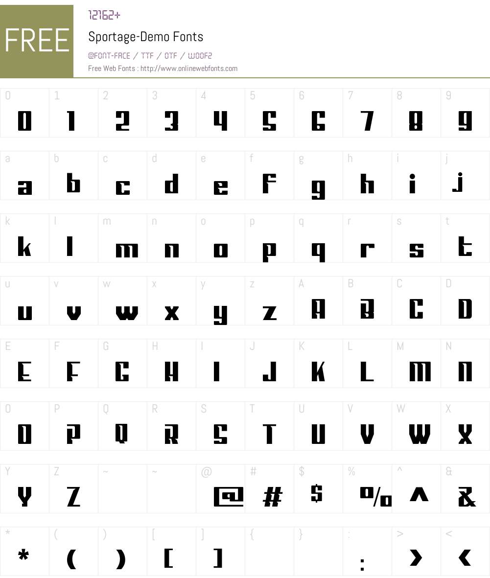 Sportage Demo Font Screenshots