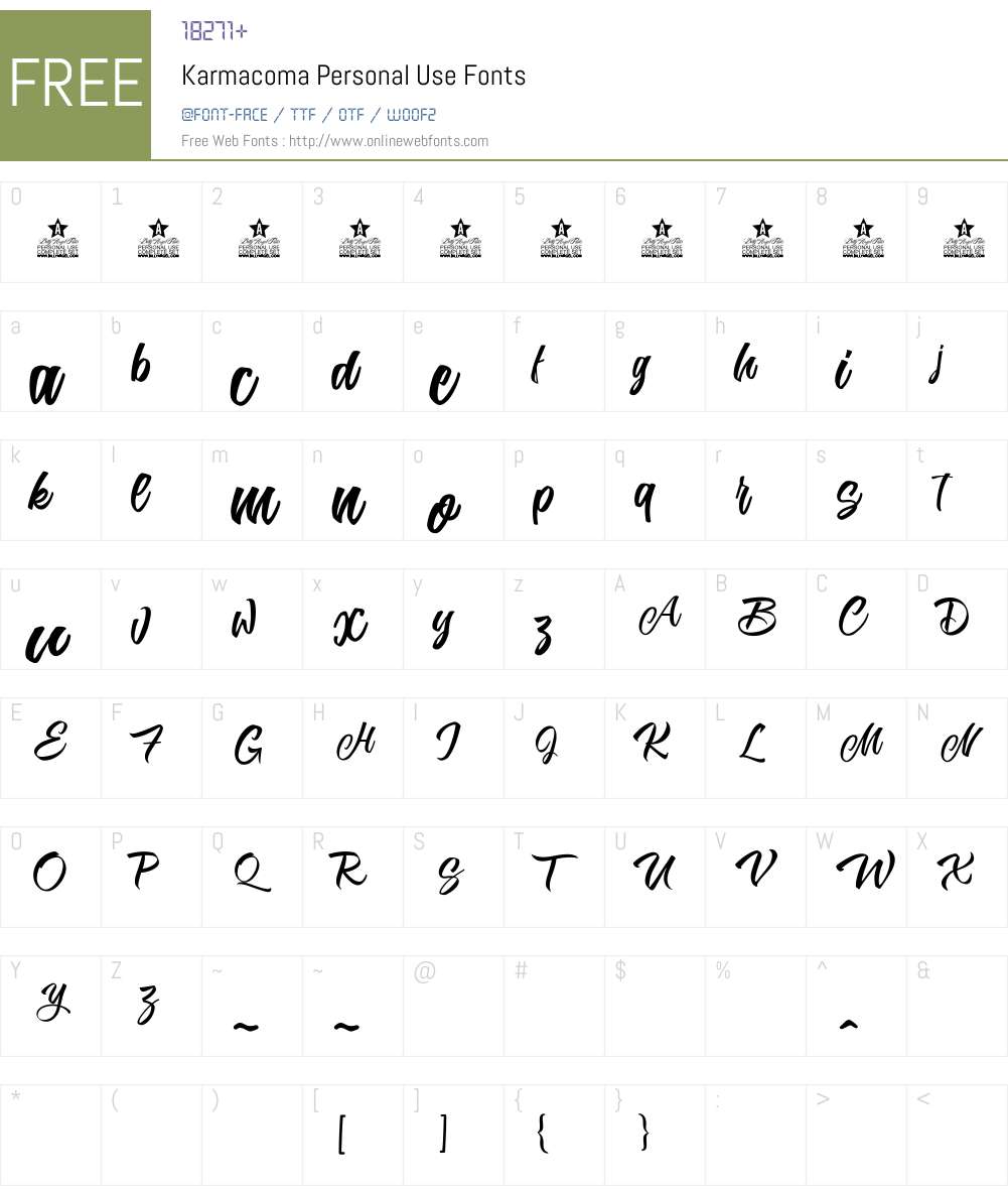 Karmacoma Personal Use Font Screenshots