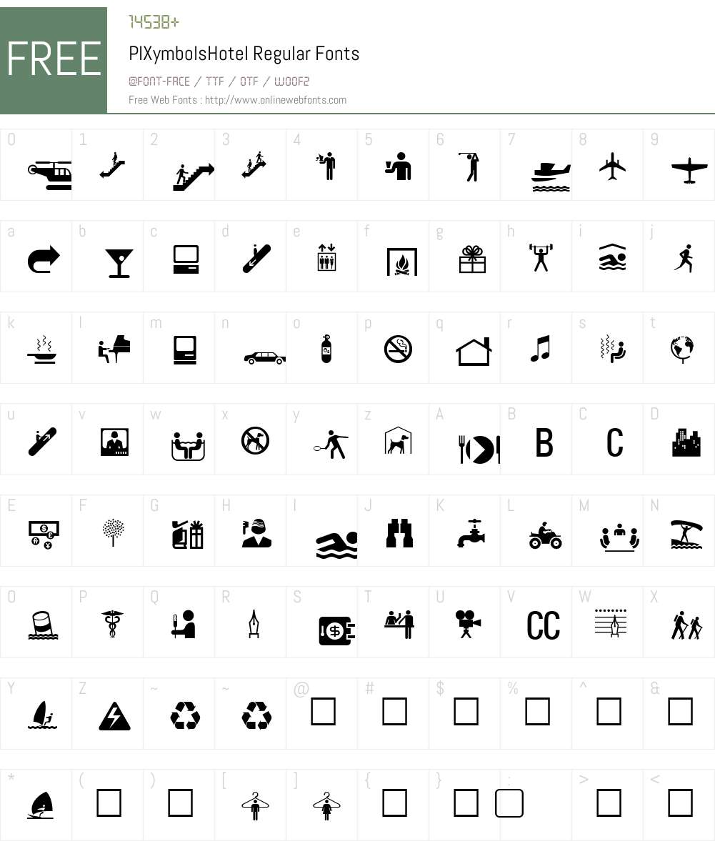 PIXymbolsHotel Font Screenshots