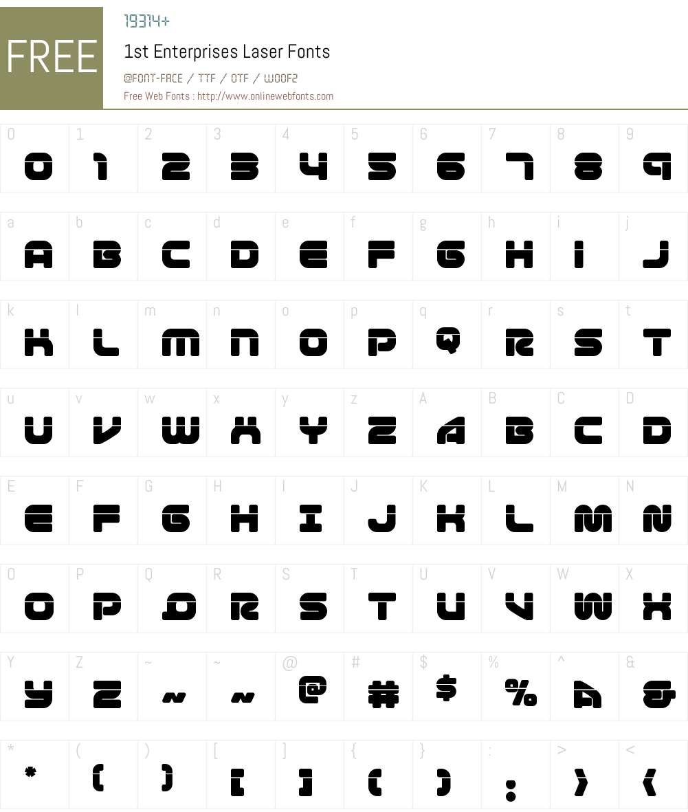 1st Enterprises Laser Font Screenshots