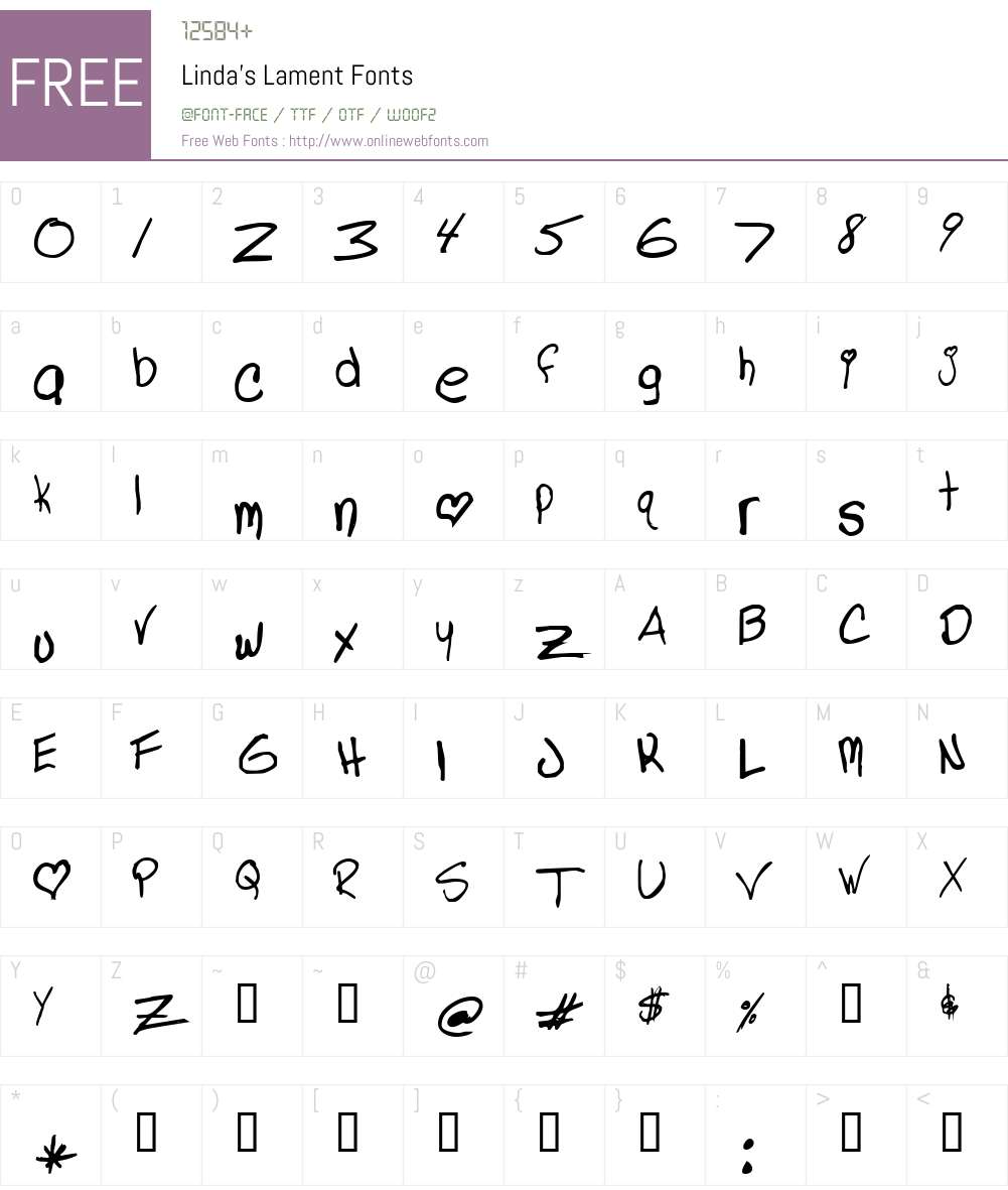 Linda's Lament Font Screenshots