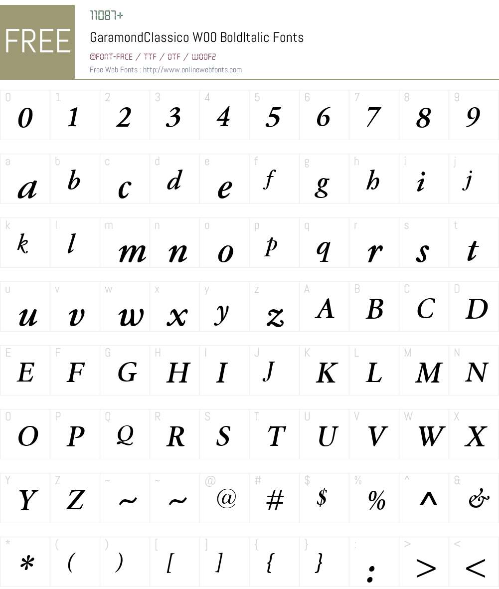 GaramondClassicoW00-BoldItalic Font Screenshots