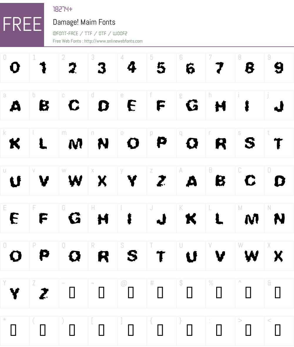 Damage! Maim Font Screenshots