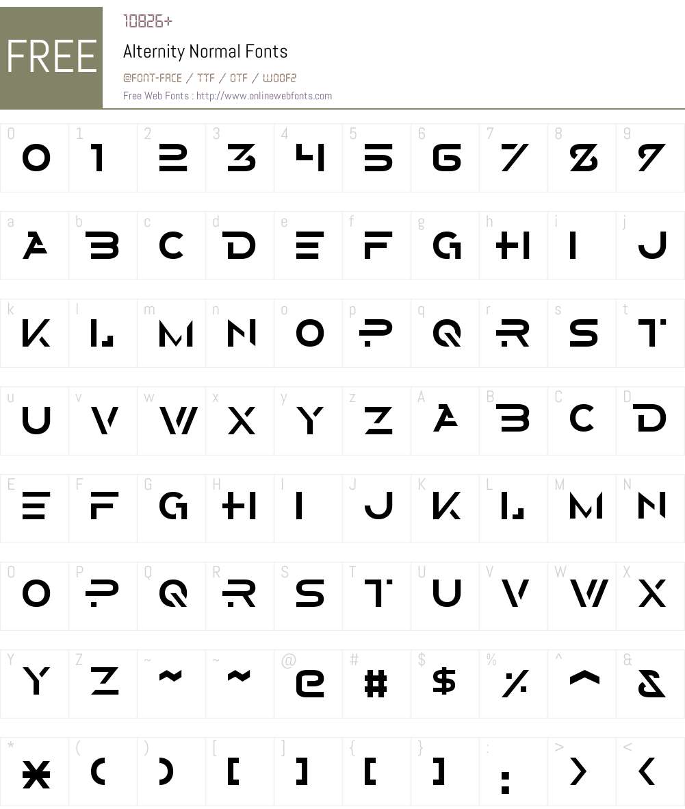 Alternity Font Screenshots