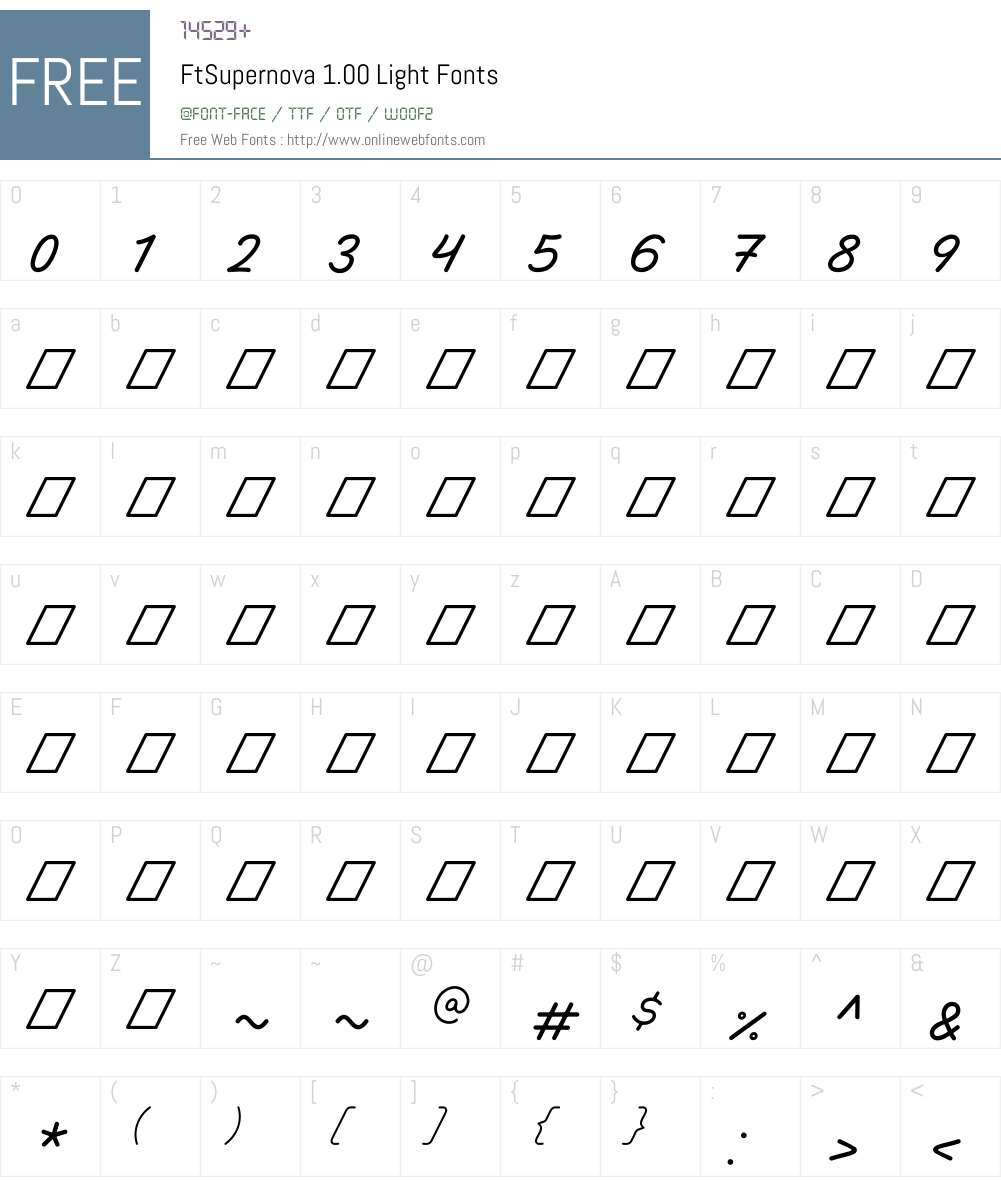 FtSupernova 1.00 Font Screenshots