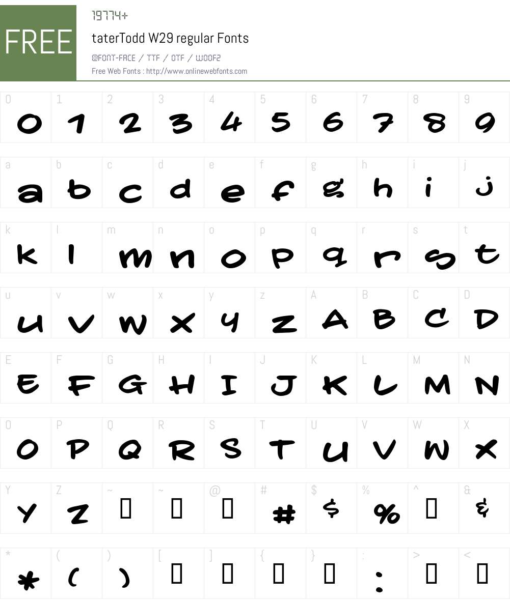 taterTodd W29 Font Screenshots