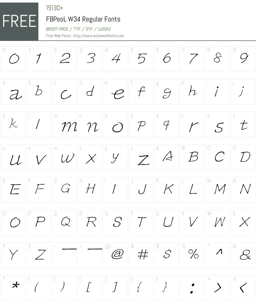 FBPeoLW34-Regular Font Screenshots