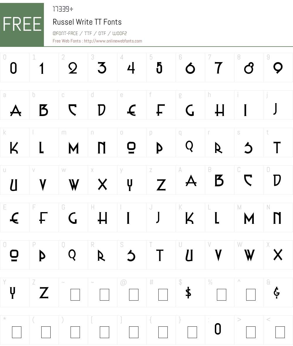 Russel Write TT Font Screenshots
