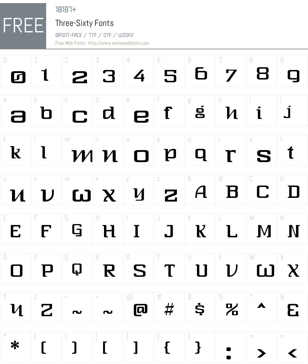 Three-Sixty Font Screenshots