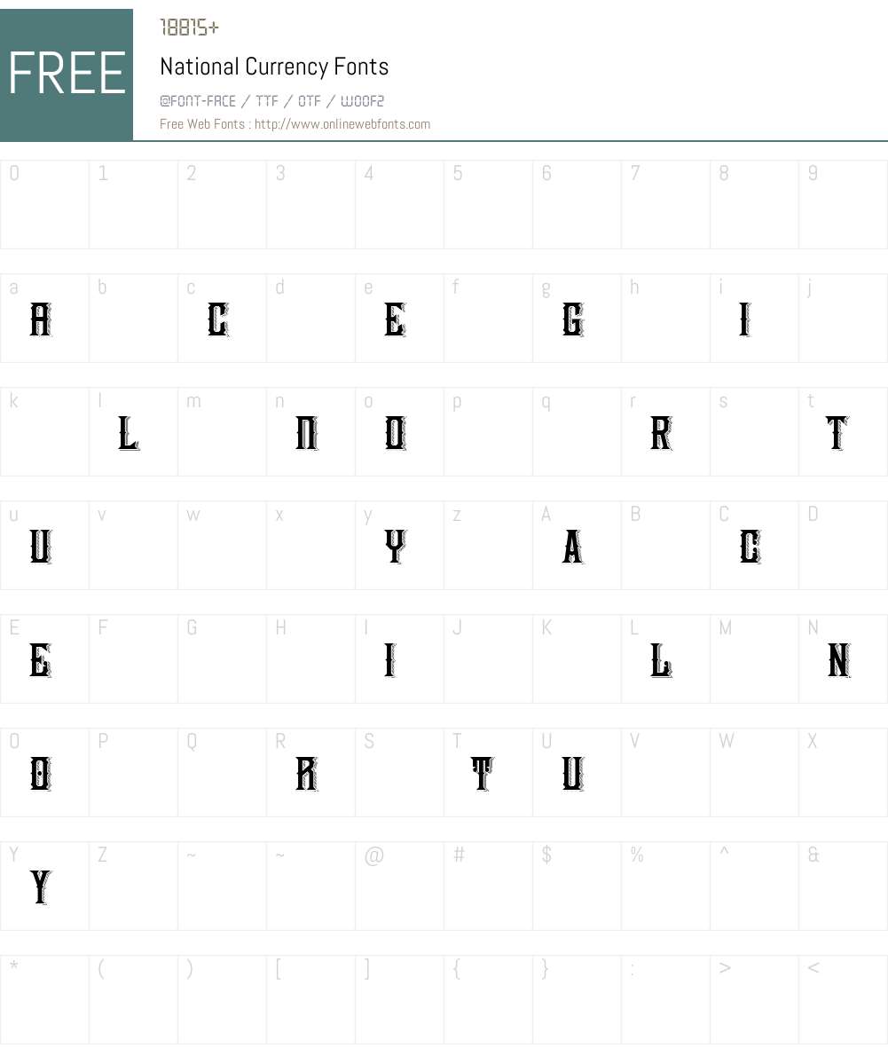 National Currency Font Screenshots