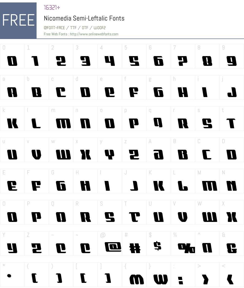 Nicomedia Semi-Leftalic Font Screenshots
