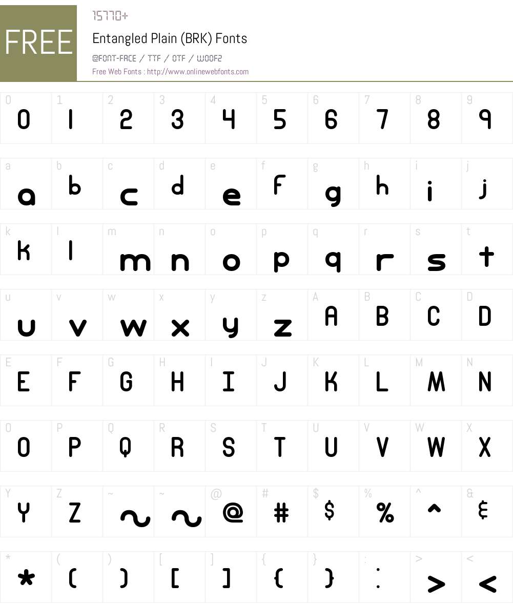 Entangled Plain (BRK) Font Screenshots