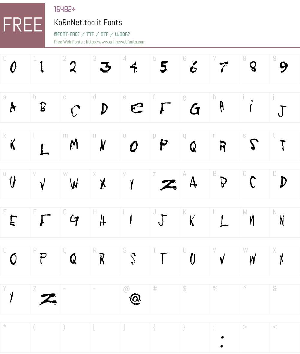 KoRnNet.too.it Font Screenshots