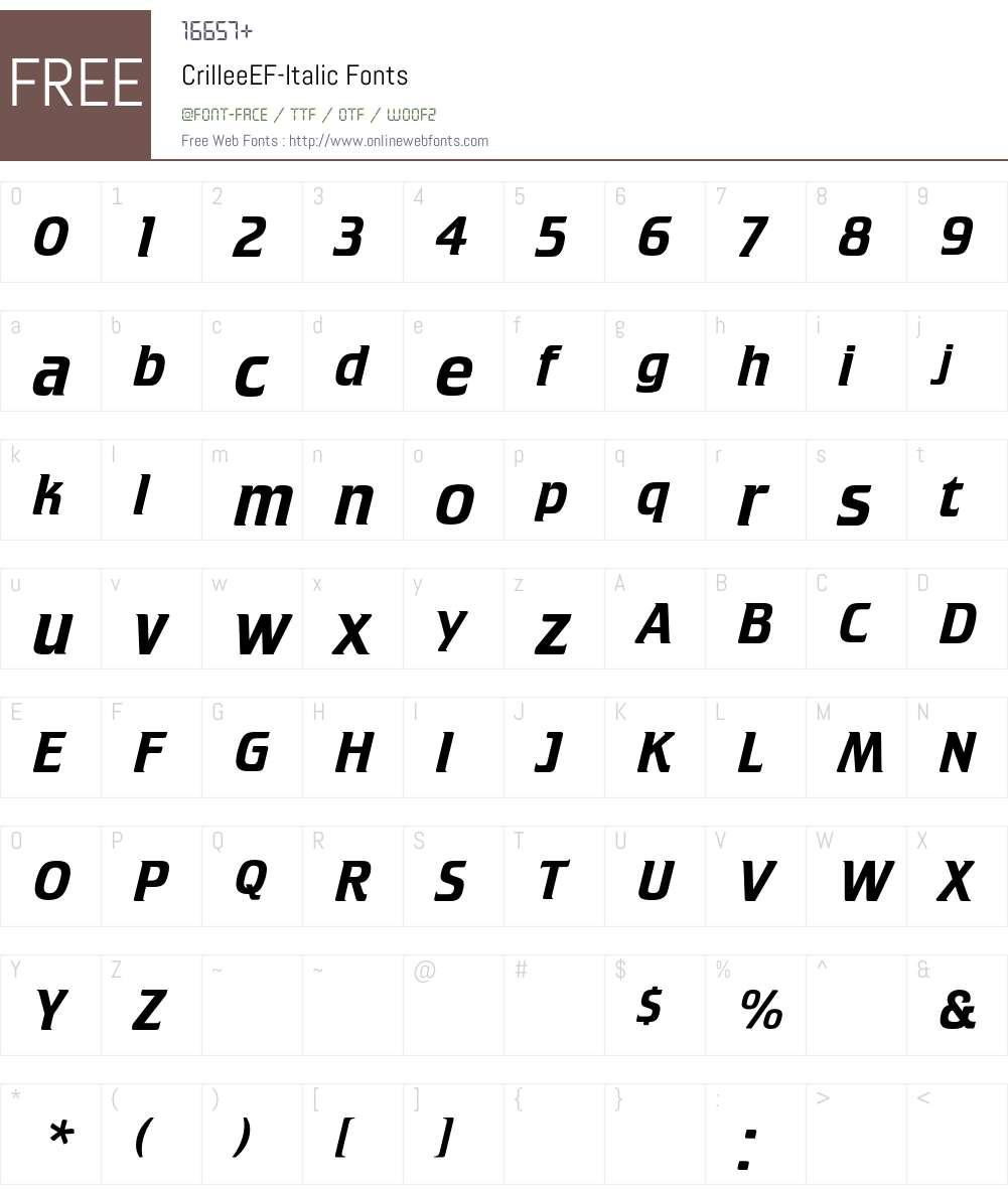 CrilleeEF Font Screenshots