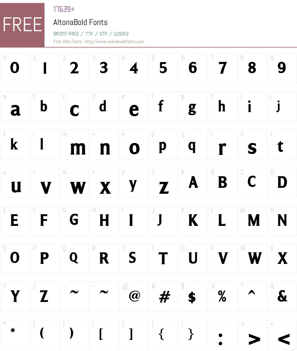 AltonaBold Font Screenshots