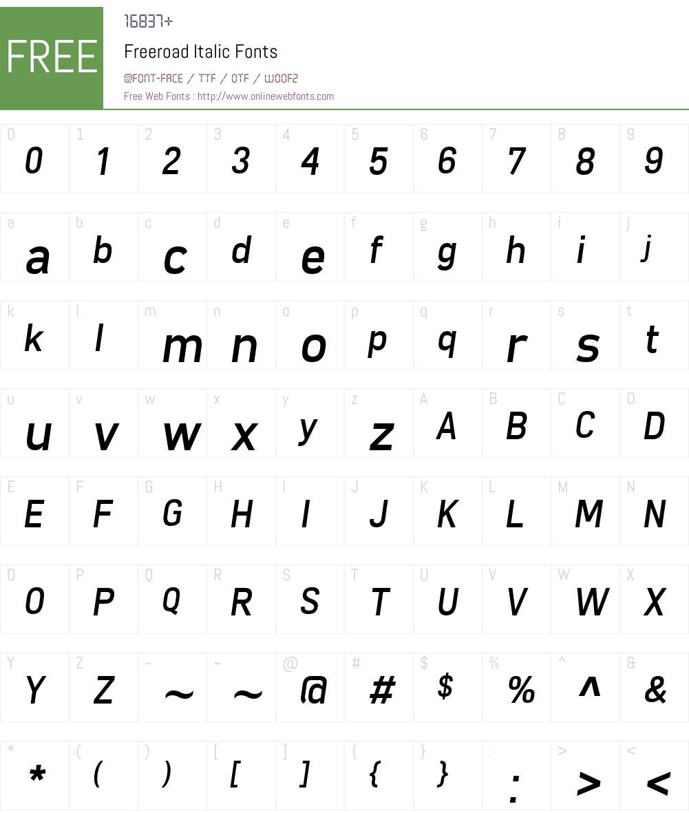 Freeroad Font Screenshots