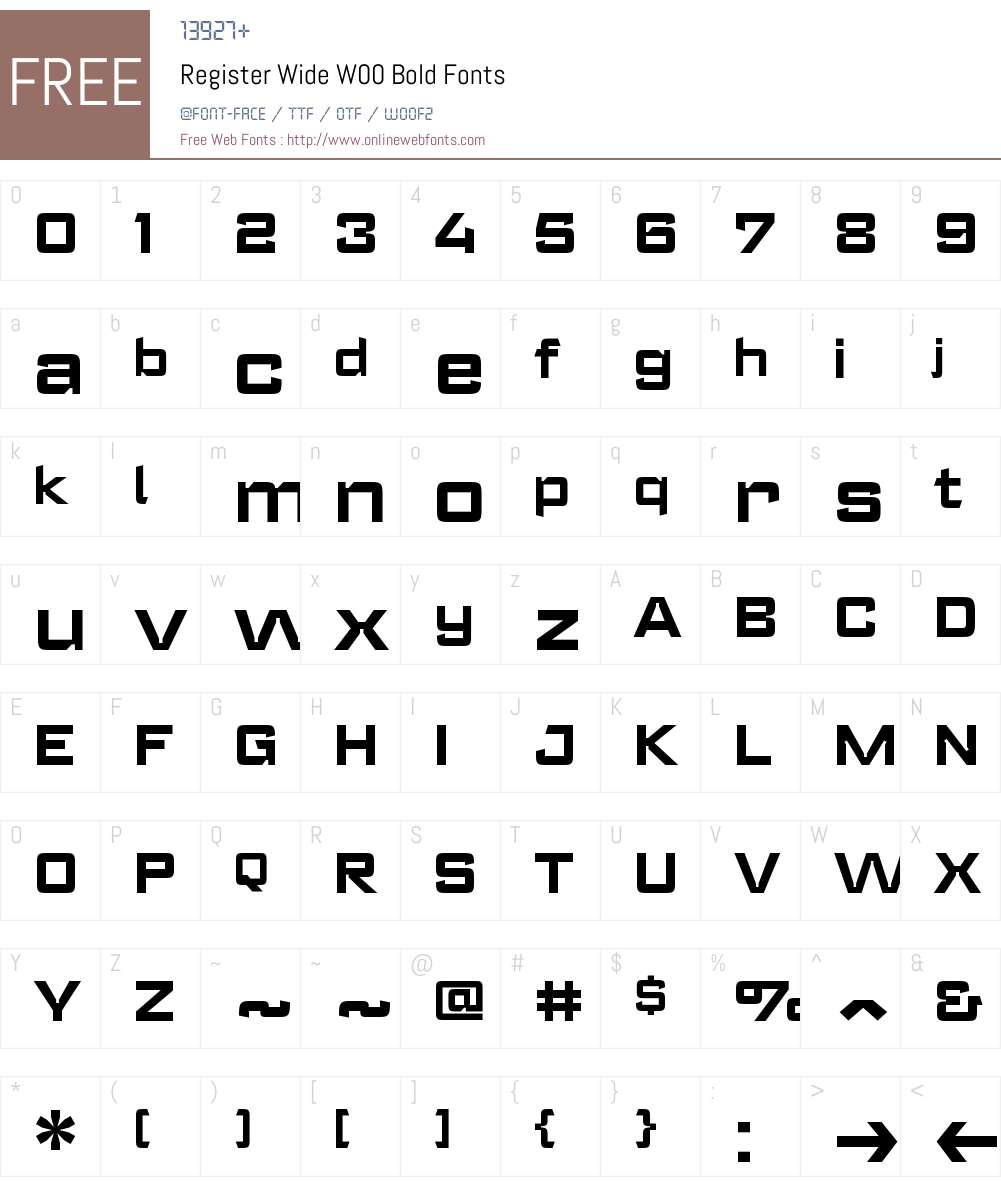 RegisterWideW00-Bold Font Screenshots