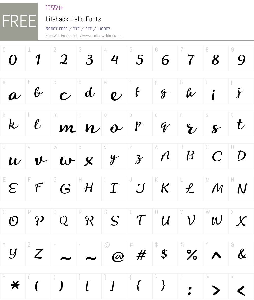 LifehackItalic-Regular Font Screenshots