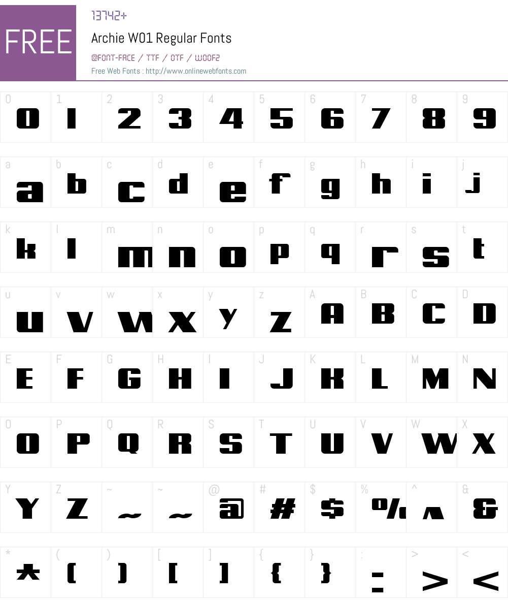 ArchieW01-Regular Font Screenshots