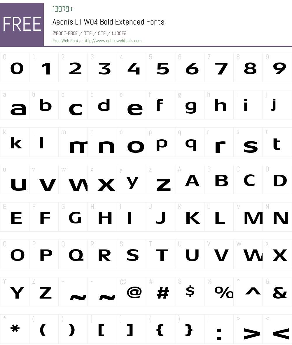 AeonisLTW04-BoldExtended Font Screenshots