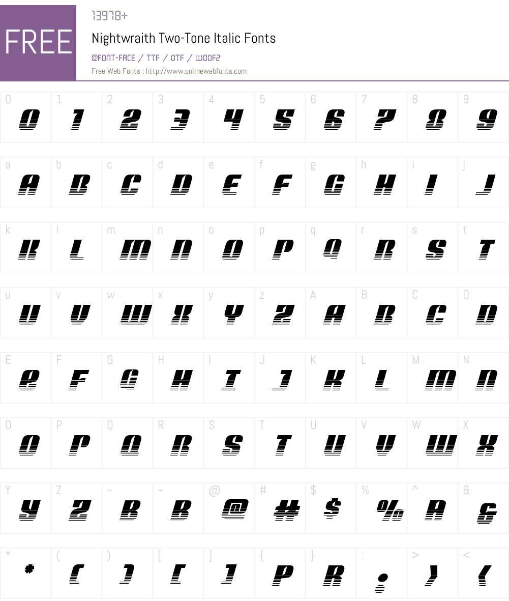 Nightwraith Two-Tone Italic Font Screenshots