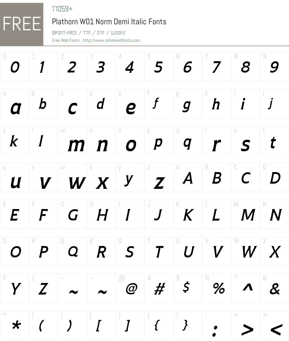 PlathornW01-NormDemiItalic Font Screenshots