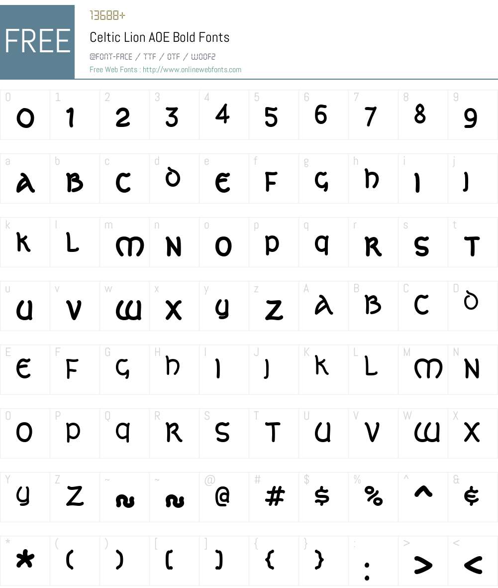 Celtic Lion AOE Font Screenshots
